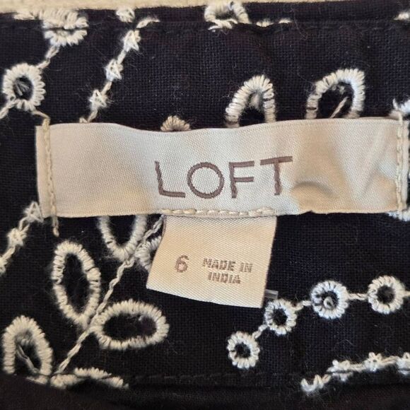 Loft Womens Black White Embroidered Lace Scalloped Hem Skirt Size 6 - Picture 2 of 10